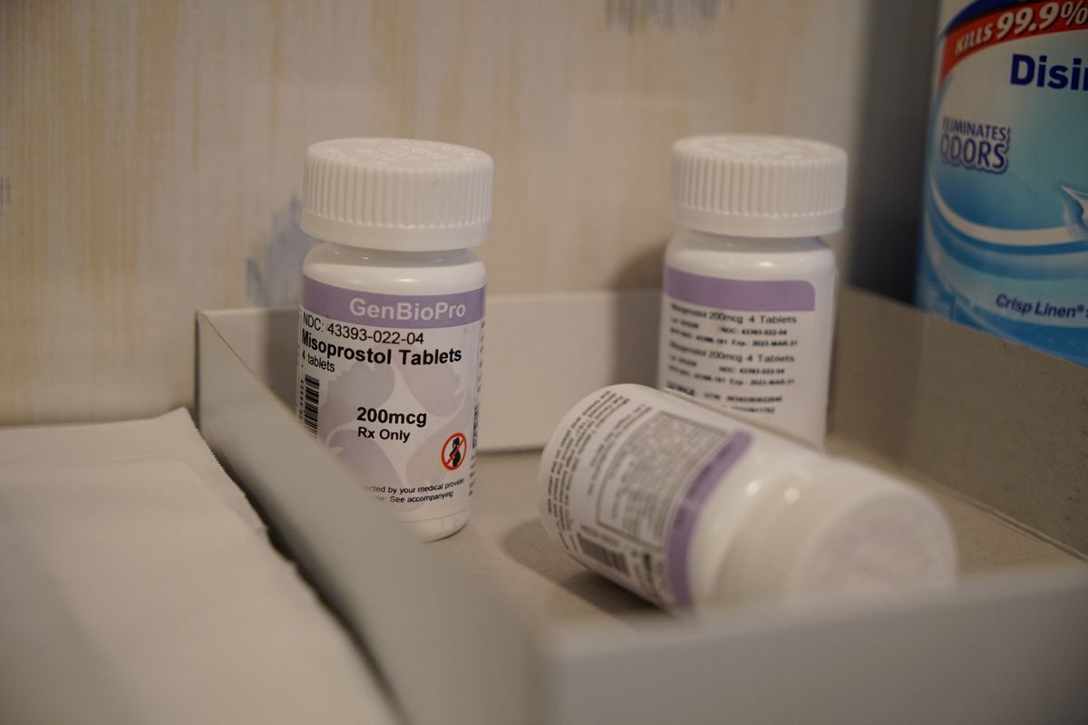 Bottles of the drug misoprostol sit on a table at the West Alabama Women's Center on Tuesday, March 15, 2022 in Tuscaloosa, Ala. The drug is one of two used together in "medication abortions." According to Planned Parenthood, misoprostol, taken after mifepristone, causes cramping and bleeding to empty the uterus.  (Allen G. Breed)