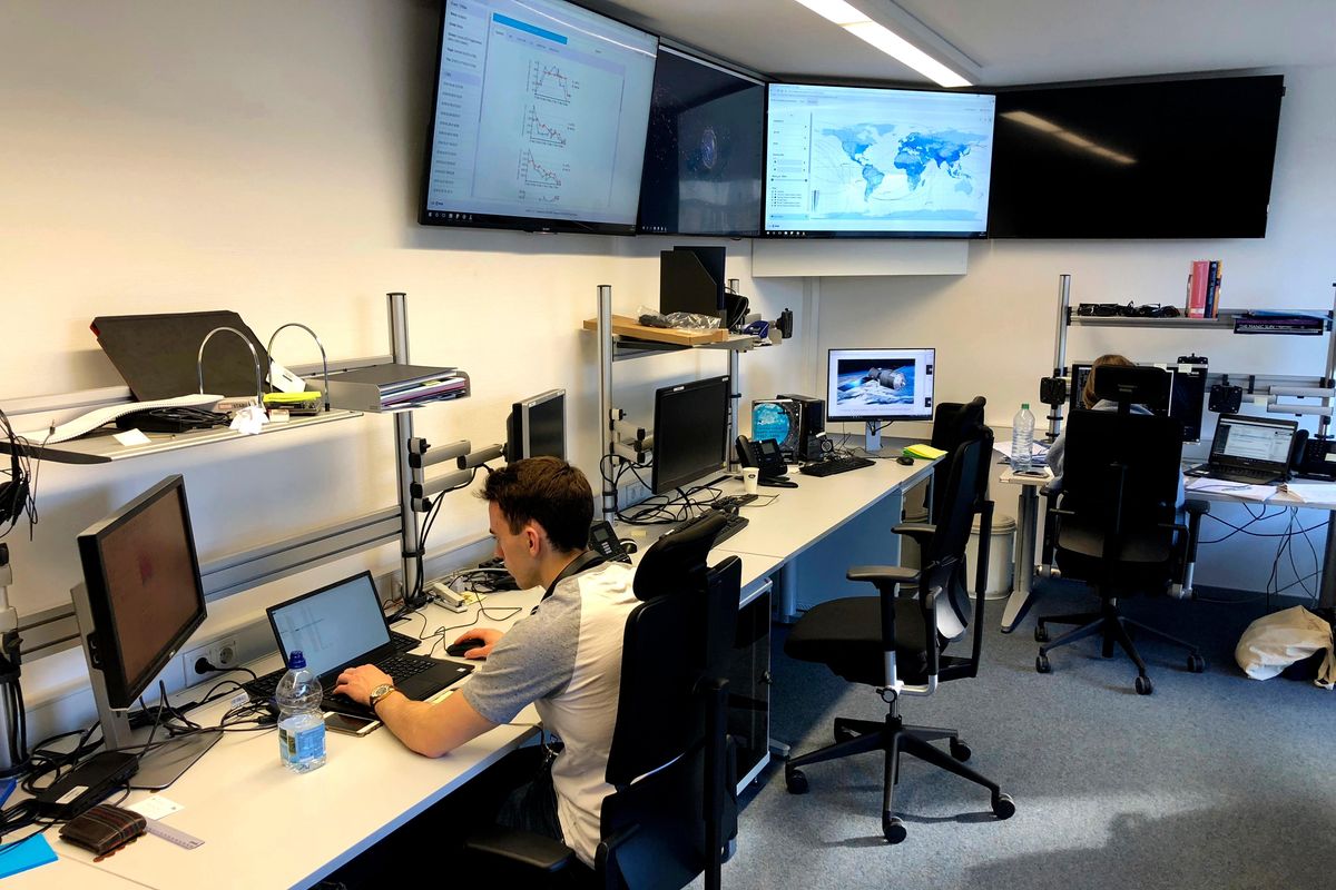 This March 29, 2018, file photo shows the Space Debris Room of the European Space Agency ESA in Darmstadt, Germany. China’s defunct Tiangong-1 space station re-entered Earth’s atmosphere Sunday, April 1, 2018. (Christoph Noelting / Associated Press)