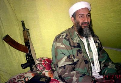 
Al-Qaida leader Osama bin Laden speaks to reporters in southern Afghanistan on Dec. 24, 1998. 
 (Associated Press / The Spokesman-Review)