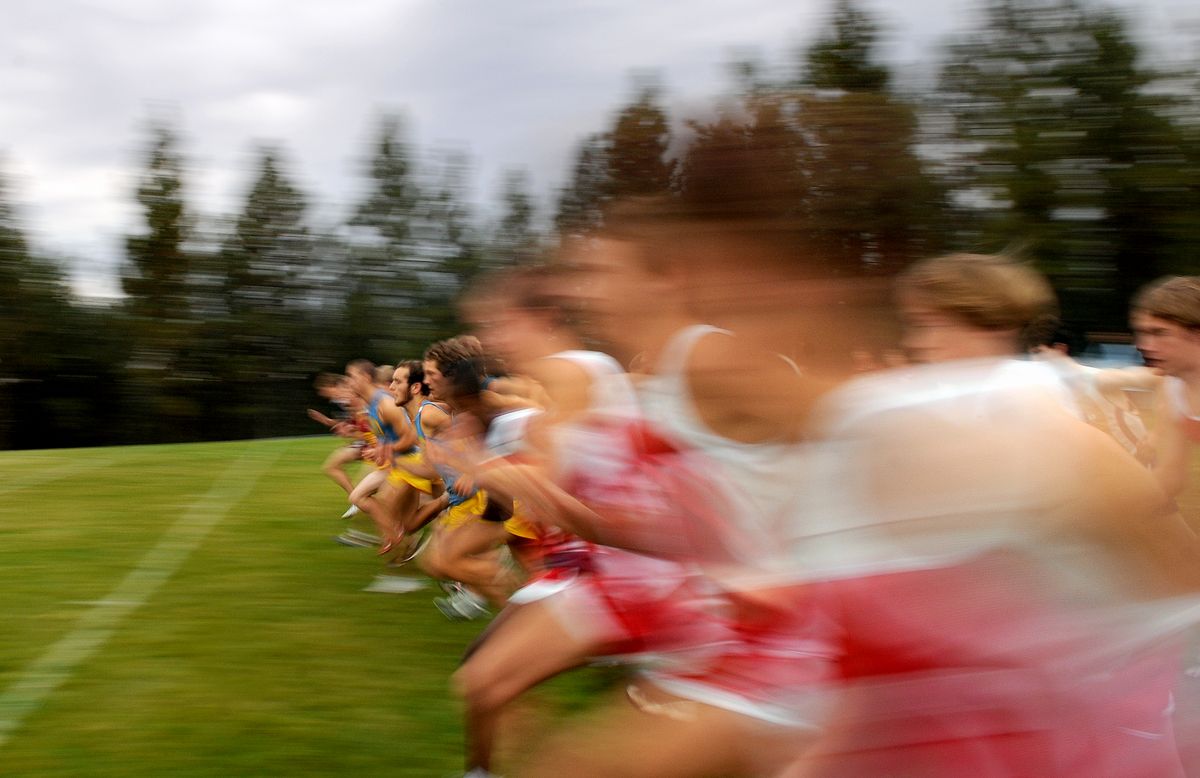 Mead’s cross country course is noted for its wide-open start, giving competitors plenty of room to manipulate.  (Rajah Bose / The Spokesman-Review)
