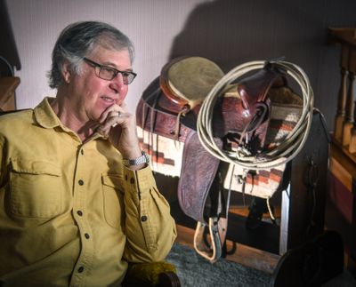 Mike Reister’s COVID-19 project was to get his saddle cleaned up and build a display stand for it.  (DAN PELLE/THE SPOKESMAN-REVIEW)