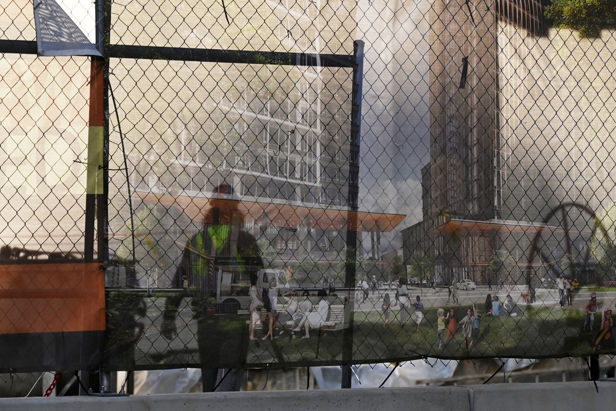 Amazon HQ2 Met Park construction along South Eads Street in Arlington, Va., in 2021. MUST CREDIT: Washington Post photo by Matt McClain.  (Matt McClain/The Washington Post)