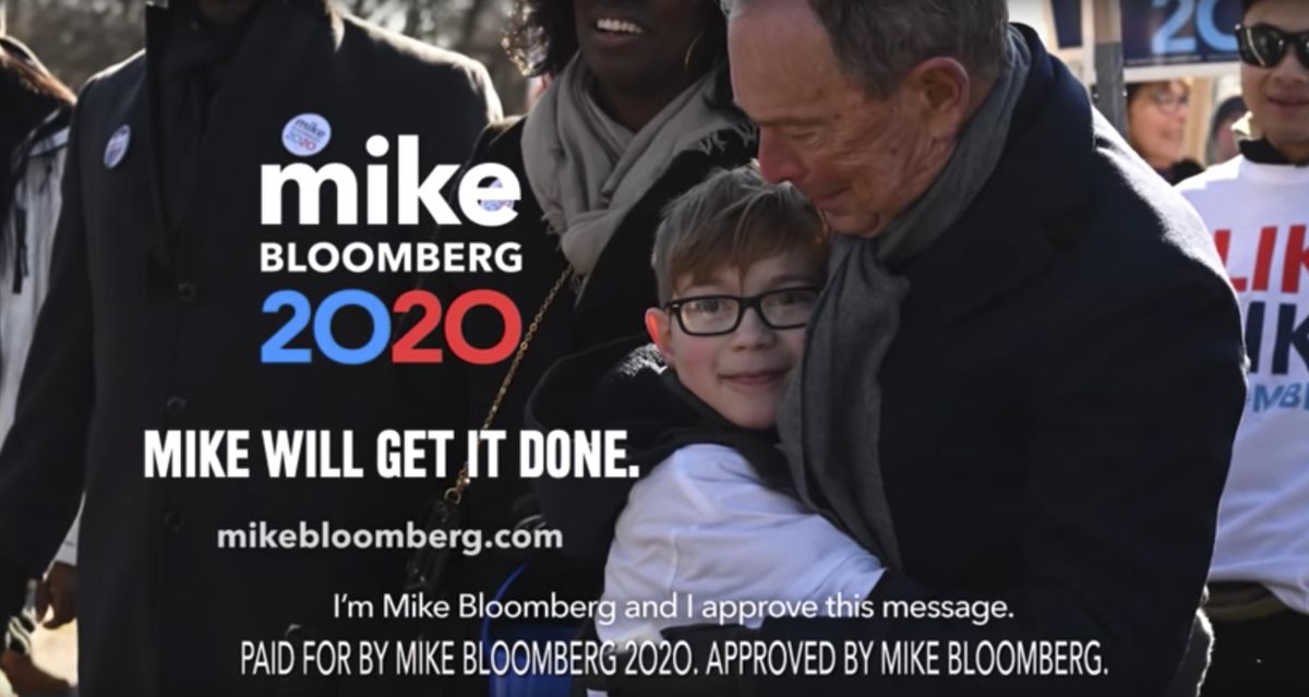 This undated image provided by Mike Bloomberg’s campaign shows a scene from  Bloomberg’s 2020 Super Bowl NFL football spot. (AP)