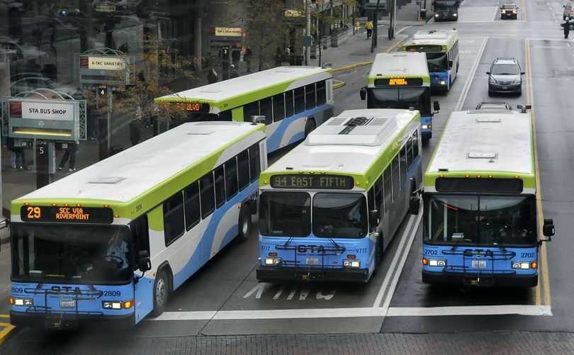 STA buses depart from the STA Plaza on  Riverside Avenue. STA plans to make modifications at the Plaza to make transfers more efficient.danp@spokesman.com (Dan Pelle)