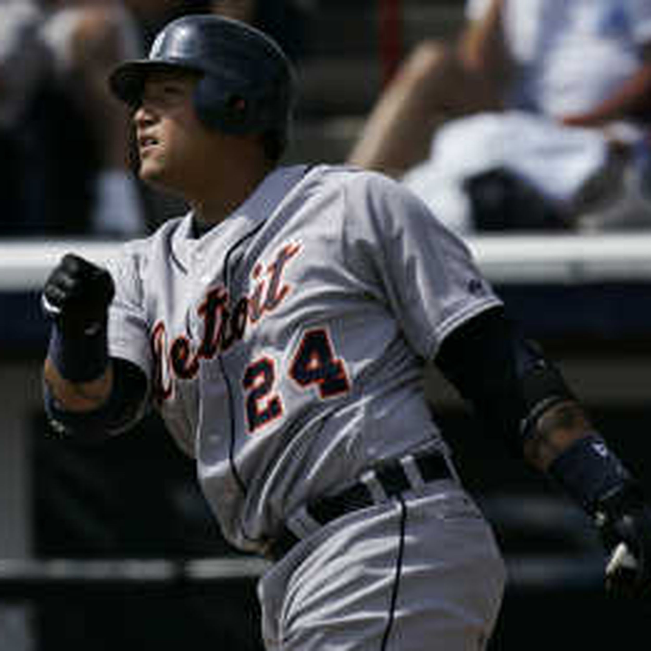 Florida Marlins' Miguel Cabrera (24) rounds third base after