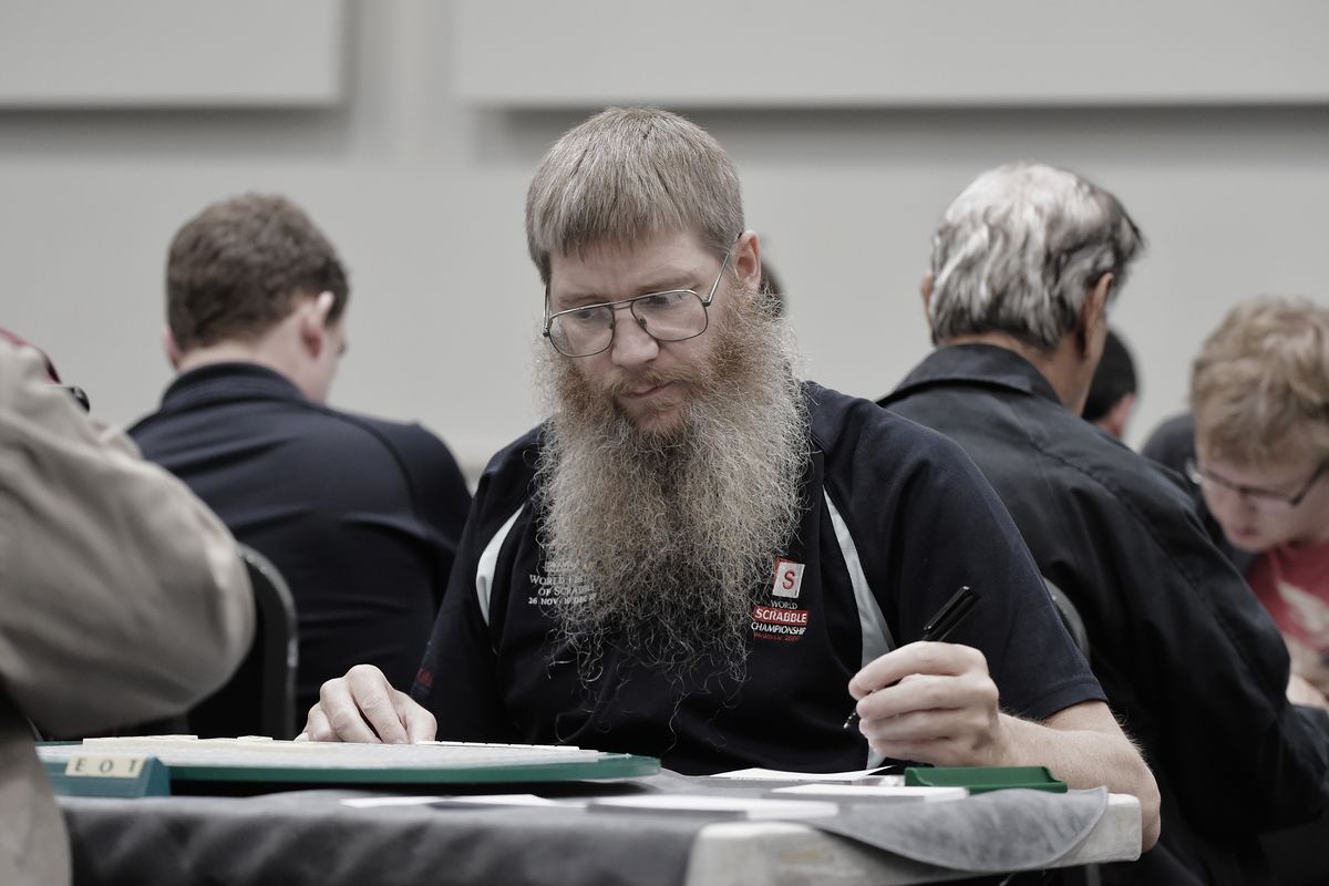 Scrabble world champion Nigel Richards in action during the 24-round Scrabble Champions Tournament at the Mind Sports International World Championships held at ExCel on November 19, 2014 in London, England. (Photo by Gareth Cattermole/Getty Images)  (Gareth Cattermole)