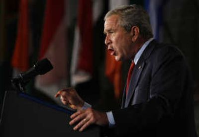 
President Bush delivers a speech Thursday at the Naval War College in Newport, R.I.Associated Press
 (Associated Press / The Spokesman-Review)