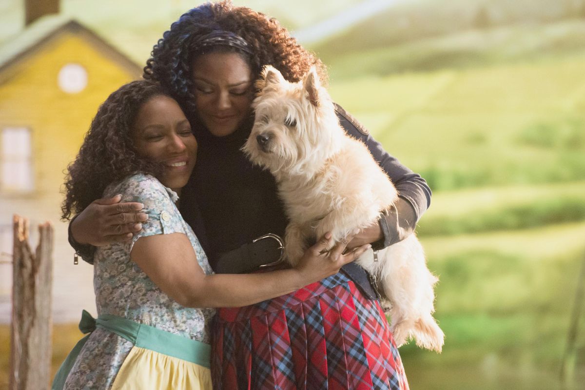 In this image released by NBC, Stephanie Mills portrays Auntie Em, left, and Shanice Williams portrays Dorothy in “The Wiz Live!” premiering at 8 p.m. Thursday on NBC. Williams, a 19-year-old New Jersey native chosen from hundreds of hopefuls, had already appeared in her middle-school production of “The Wiz.” (Virginia Sherwood/NBC via AP)