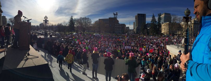 Thousands gathered in front of Idaho's state Capitol in Boise for the second annual women's march on Sunday, Jan. 21, 2018. (Idaho Statesman / Nicole Blanchard)