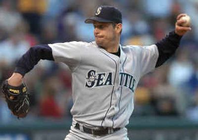 
Seattle Mariners starter Jaime Moyer bears down in the fifth inning on Wednesday in Cleveland. Seattle Mariners starter Jaime Moyer bears down in the fifth inning on Wednesday in Cleveland. 
 (Associated PressAssociated Press / The Spokesman-Review)