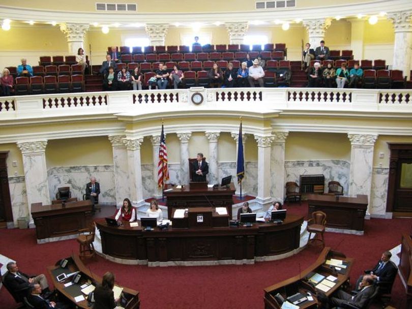 Idaho Senate pays tribute to former longtime Senate secretary Jeannine Wood and her chief assistant, Rusti Horton, with a resolution on Tuesday. (Betsy Russell)