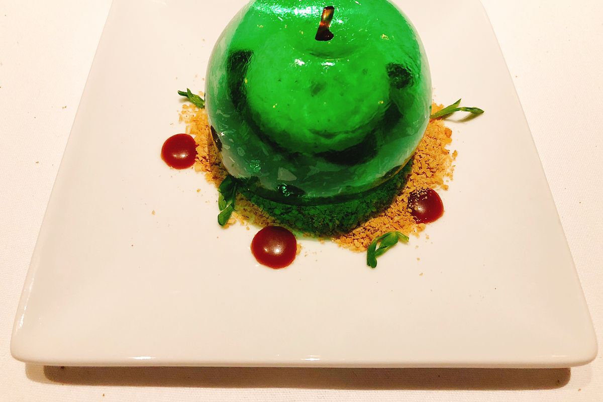 The Washington Apple by pastry chef Kristina Stephenson at Masselow's Steakhouse.  (Don Chareunsy/The Spokesman-Review)