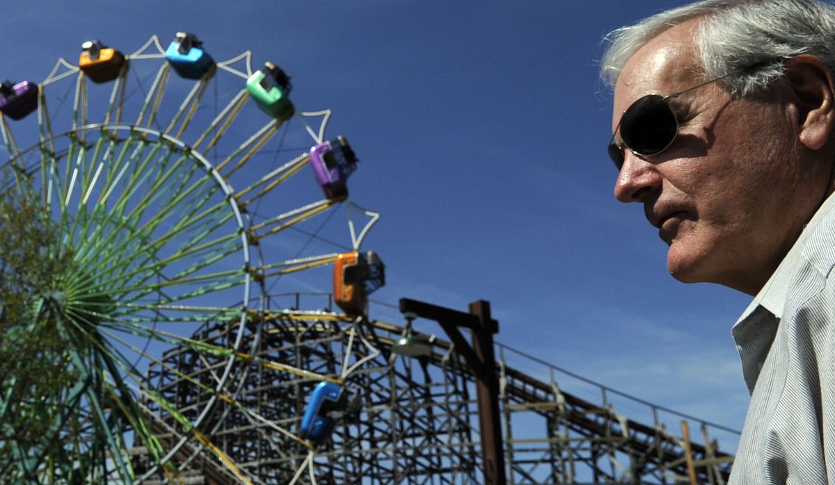 Silverwood Theme Park’s founder, Gary Norton, talks about the 25th anniversary of the amusement park near Athol, Idaho, on Tuesday. (Kathy Plonka)