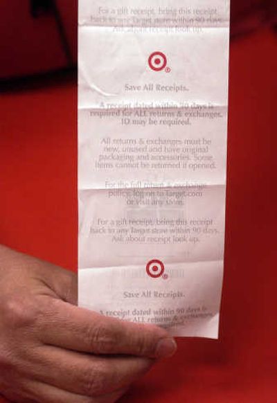 
The back of all Target receipts reminds customers that receipts are required for 