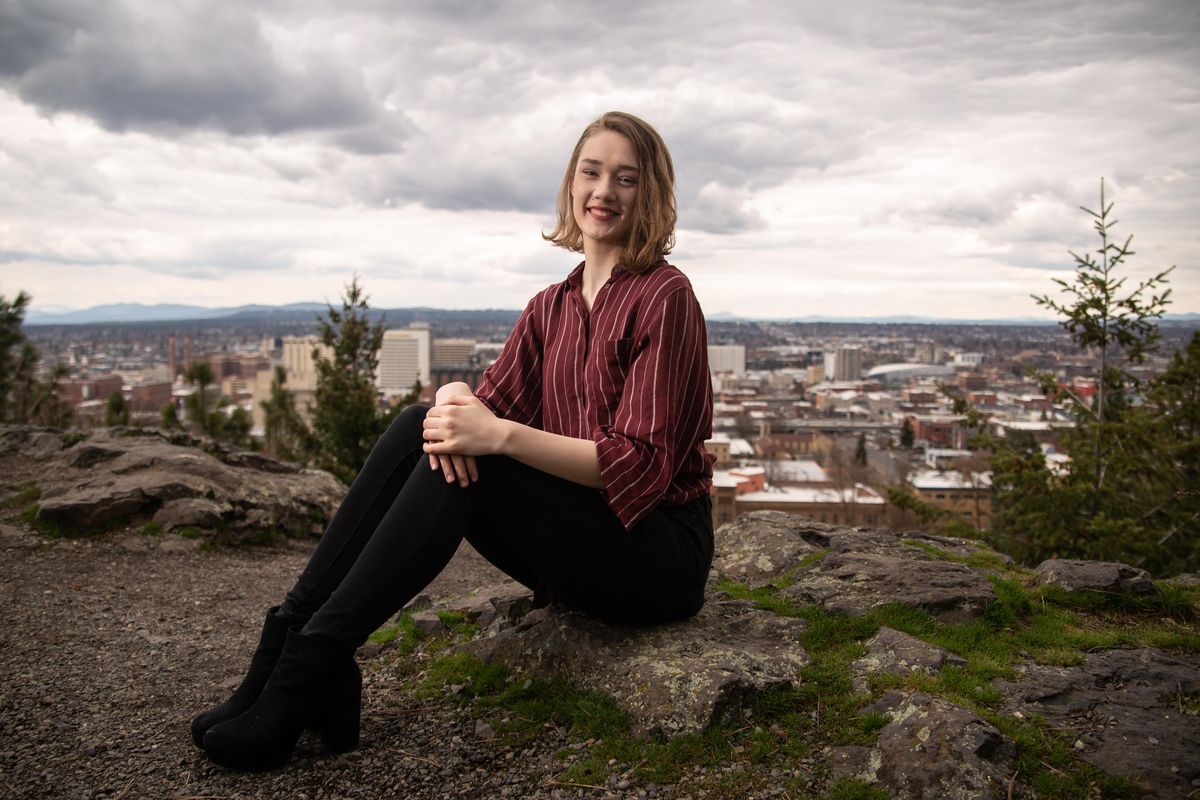 Ferris High  senior Carly Crooks  at the Cliff Drive overlook on March 29, 2019. Crooks, an AP student and a member of the school dance team, will attend the University of Washington in  fall. (Libby Kamrowski / The Spokesman-Review)