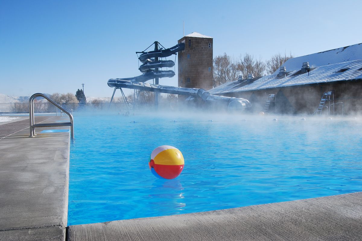 Fairmont Hot Springs in central Montana offers warm and cold water pools, plus a fun slide. Visitors often use the resort as a spot to recharge after taking part in winter recreation activities.  (Courtesy Fairmont)