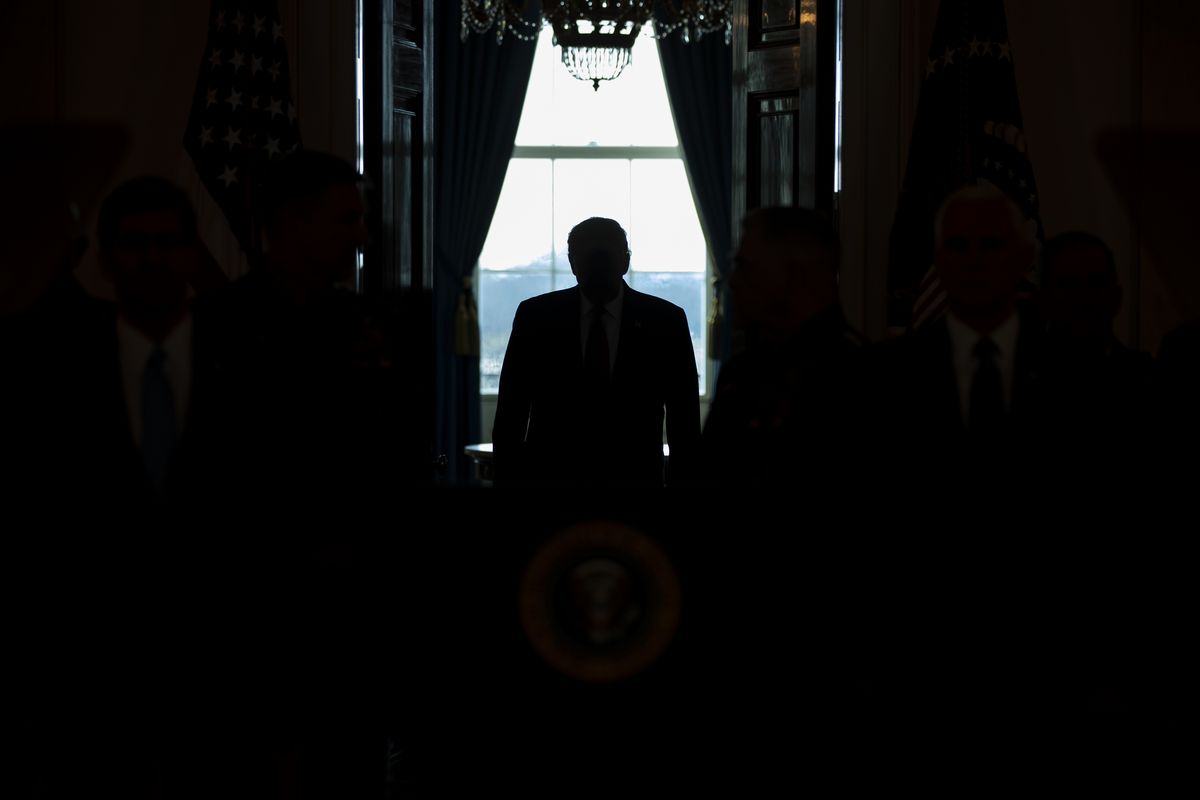 President Donald Trump arrives to address the nation Jan. 8, 2020, from the White House on the ballistic missile strike that Iran launched against Iraqi air bases housing U.S. troops in Washington. The public won’t see President Donald Trump’s White House records for years, but there’s growing concern that they won’t be complete, leaving a hole in the history of one of America’s most tumultuous presidencies.  (Evan Vucci)