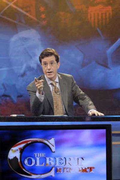 
Stephen Colbert, photographed at his office in New York at top, has hosted Comedy Central's 