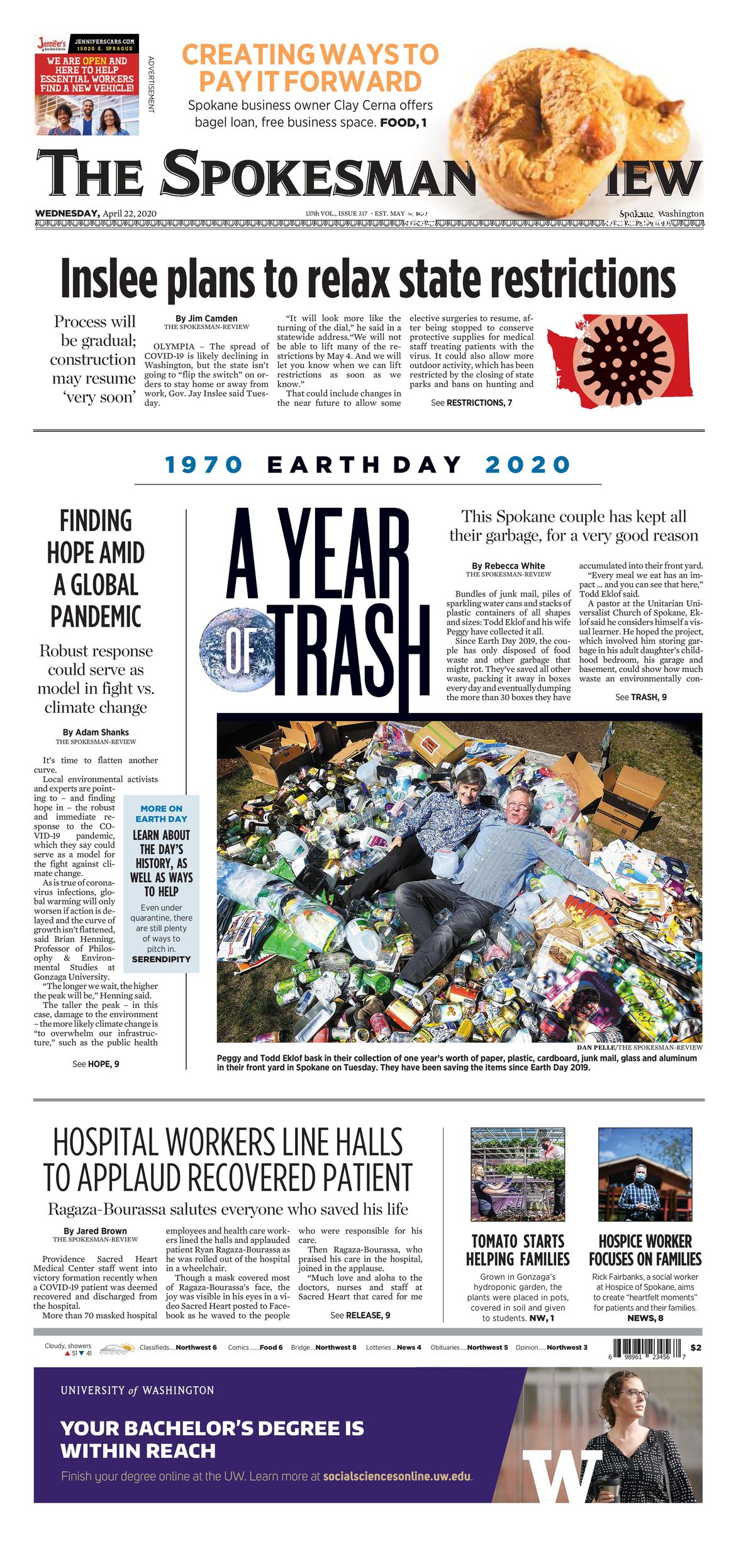 Front Page for April 23, 2020 The SpokesmanReview