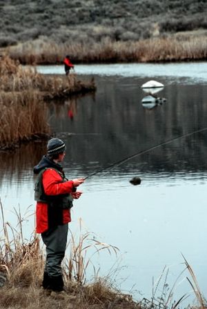 Fly fishing at Rocky Ford Creek north of Moses Lake. (Rich Landers)