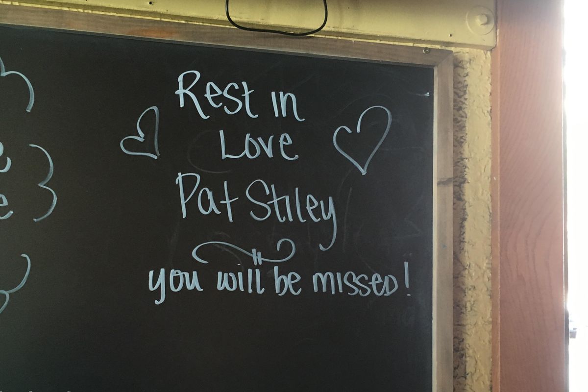 Spokane attorney Pat Stiley was memorialized on the chalkboard menu at his favorite diner, the Satellite Diner and Lounge. (Nina Culver)