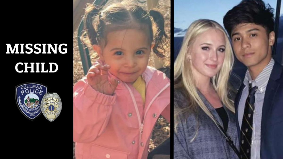 Pullman police and other law enforcement agencies were looking for 2-year-old Seraya Aung Harmon, left, and 21-year-olds Nadia Cole and Aaron Aung. Pullman police announced in a news release on July 8, 2024 that they were located in Mexico.  (Courtesy of Pullman Police Department)