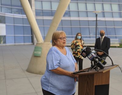 Lewine Tapia discusses her daughter, Rosie Tapia, who was murdered 25 years ago, during a news conference in Salt Lake City. Tapia was kidnapped and killed Aug. 13, 1995, and police still haven’t found who did it. (Paighten Harkins)