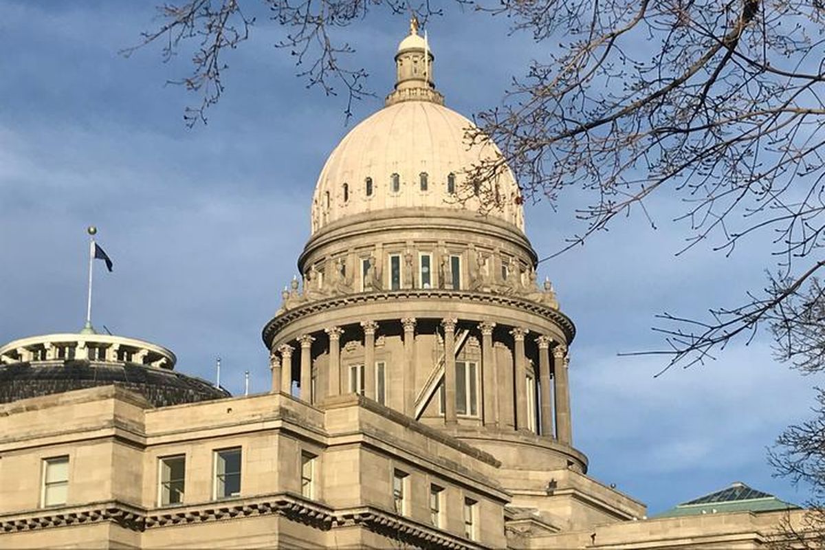 Idaho’s state Capitol, shown on Tuesday, March 27, 2018, as lawmakers worked to finish their 2018 legislative session. (Betsy Z. Russell / The Spokesman-Review)