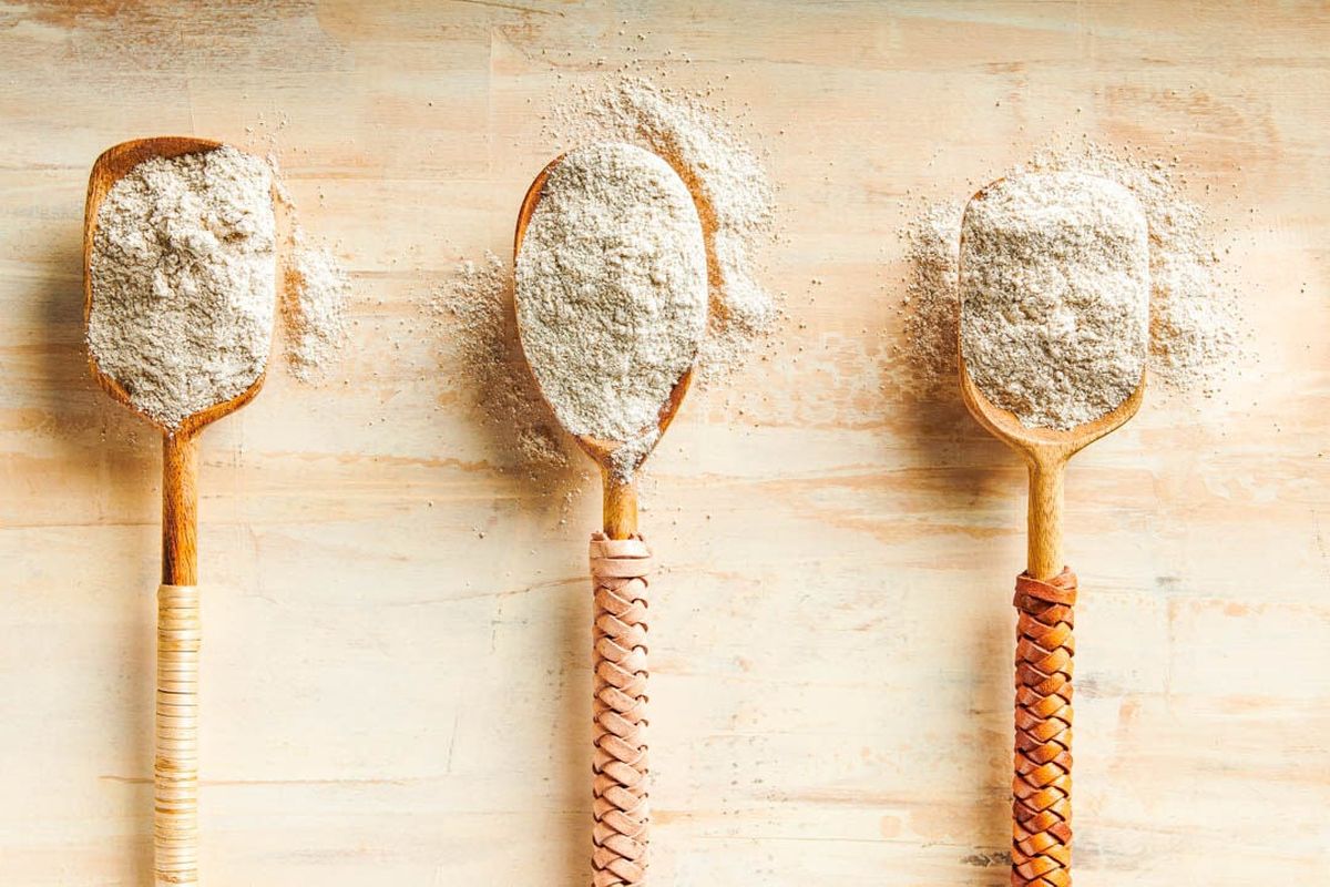 From left, light, medium and dark (whole) rye flours. (Photos by Rey Lopez; food styling by Carolyn Robb/For the Washington Post)