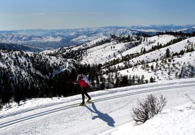 The north-central Washington sun gods shine on Sam Schlieder of Spokane Valley as he cross-country skis along the Echo Ridge Nordic Trails near Lake Chelan.  (Rich Landers / The Spokesman-Review)