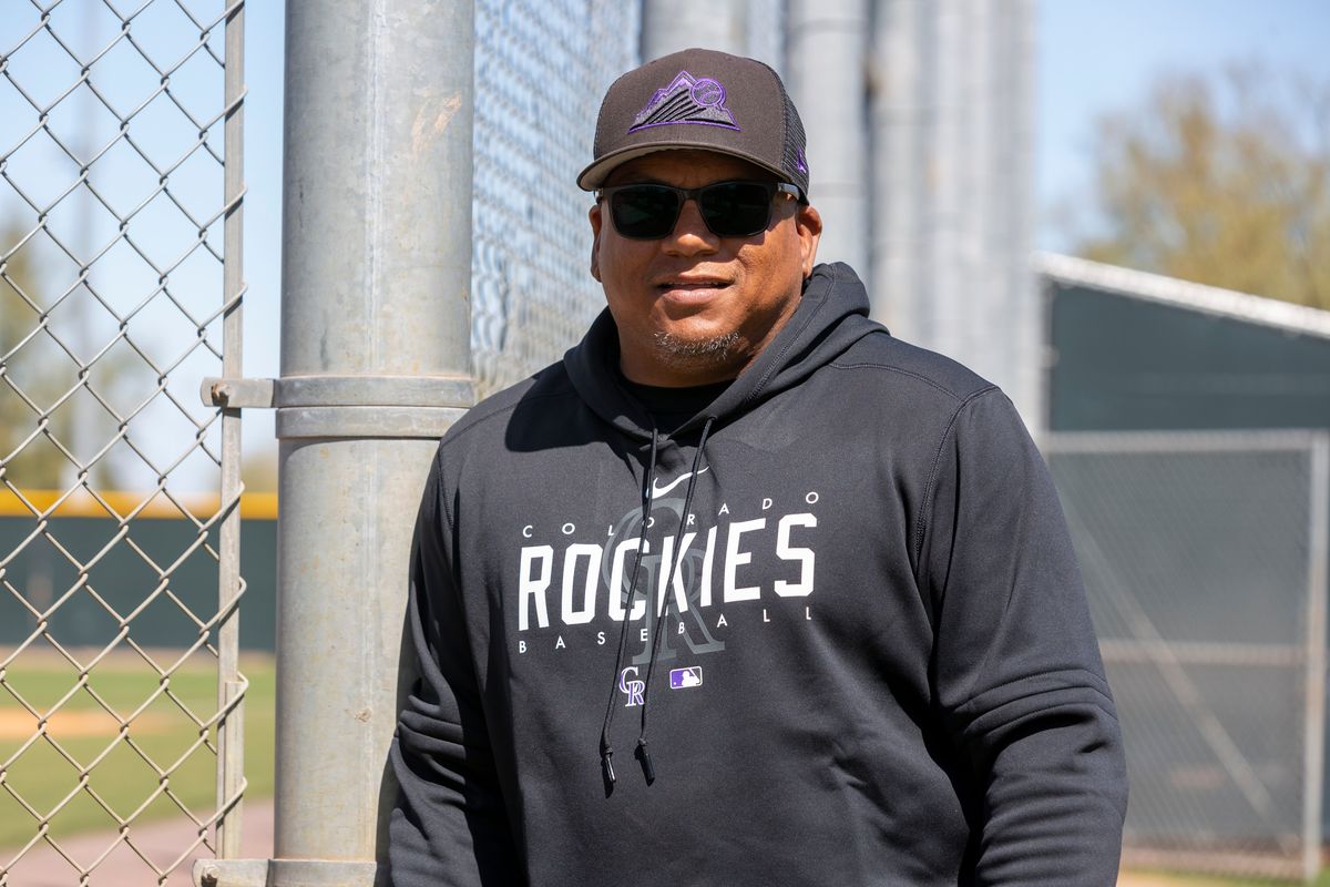 Spokane Indians manager Robinson Cancel, a former big league catcher, poses at the Colorado Rockies’ spring training facility in Scottsdale, Arizona, on Friday.  (Cheryl Nichols/For The Spokesman-Review)