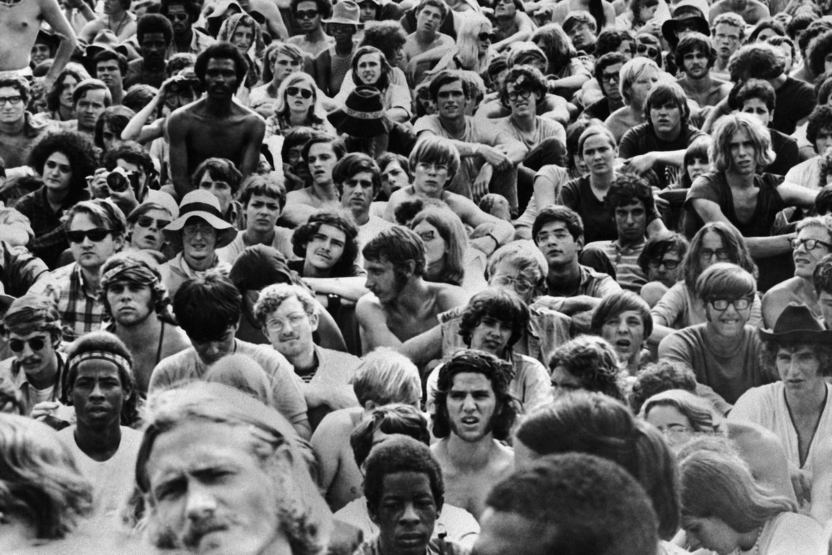 These are some of the few hundred thousand persons who attended the gigantic rock festival at Woodstock, N.Y. on Aug. 14, 1969. (Associated Press)