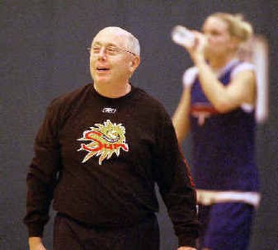 
Sun coach Mike Thibault runs his team through practice Saturday in Seattle. 
 (Associated Press / The Spokesman-Review)