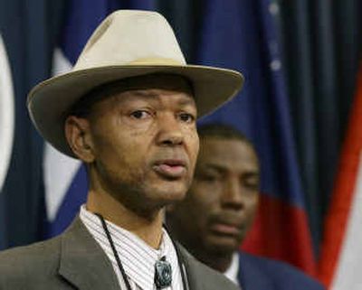 
Gary Bledsoe, president of the NAACP of Texas, discusses racial profiling Thursday in Austin. 
 (Associated Press / The Spokesman-Review)