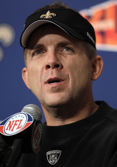 Saints coach Sean Payton kept things light on Monday. (Associated Press)