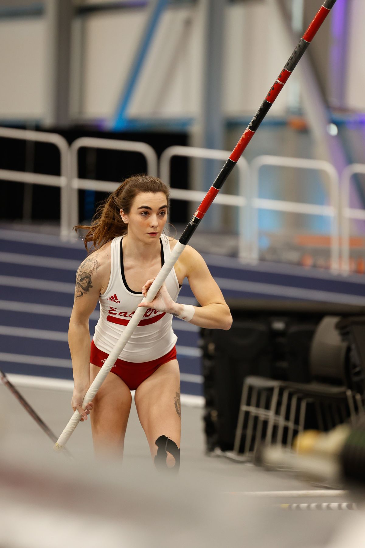 Eastern’s Savannah Schultz prepares for the pole vault during the Big Sky Conference indoor championships Saturday at the Podium.  (Courtesy of EWU Athletics)
