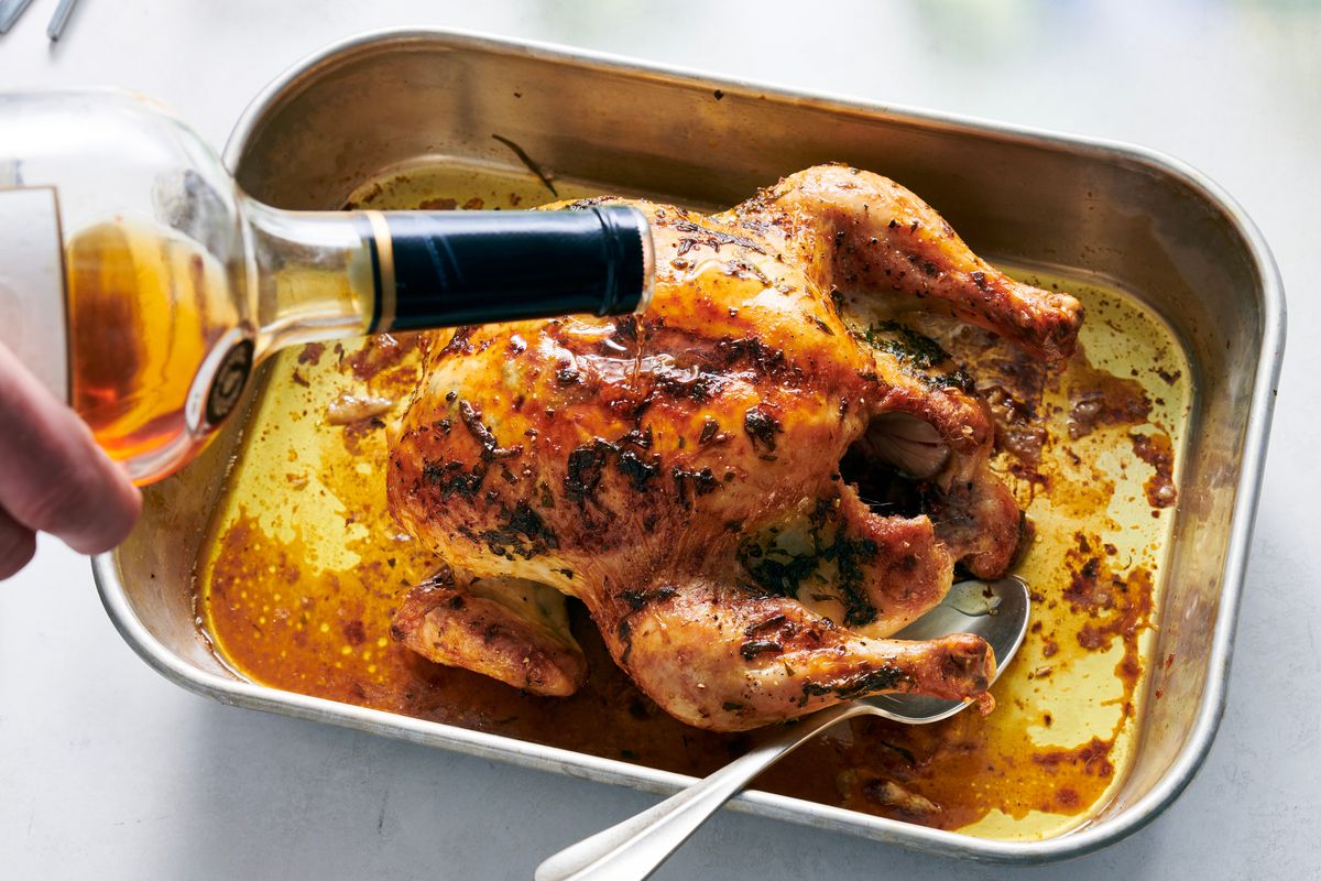 Roast Chicken With Tarragon Butter And Cognac  