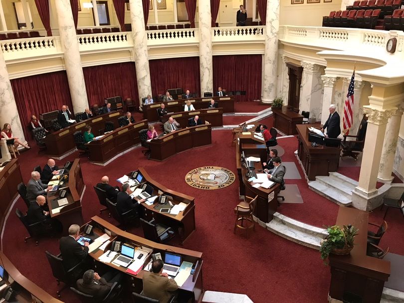 The Idaho Senate meets on Friday, March 16, 2018; after much debate, senators passed a school-safety bill on a 32-1 vote and sent the House-passed measure to Gov. Butch Otter. (The Spokesman-Review / Betsy Z. Russell)