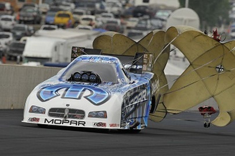 Matt Hagan claimed the top Funny Car qualifying spot in the Mopar Nationals being held in Denver, CO. (Photo courtesy of NHRA) (Nd Photographer)