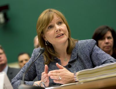 General Motors CEO Mary Barra testifies on Capitol Hill in Washington on Tuesday before a House panel. (Associated Press)