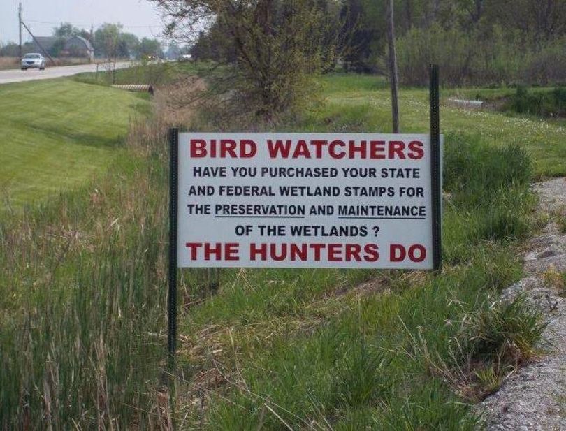 Making a point about hunters, birdwatchers and wetlands conservation. (Courtesy photo)