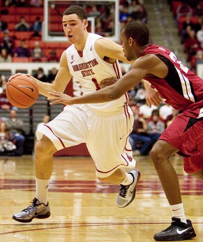 Washington State guard Klay Thompson (1) drives against Stanford guard Jarrett Mann, right, during the first half of game Thursday, Feb. 10, 2011, in Pullman. (Dean Hare / Fr158448 Ap)