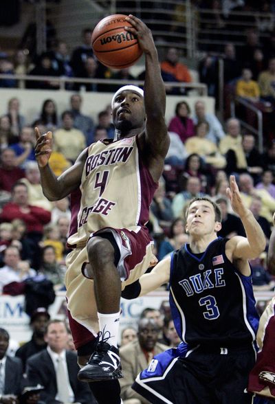 Tyrese Rice (4) led Boston College over Duke with 21 points.  (Associated Press / The Spokesman-Review)