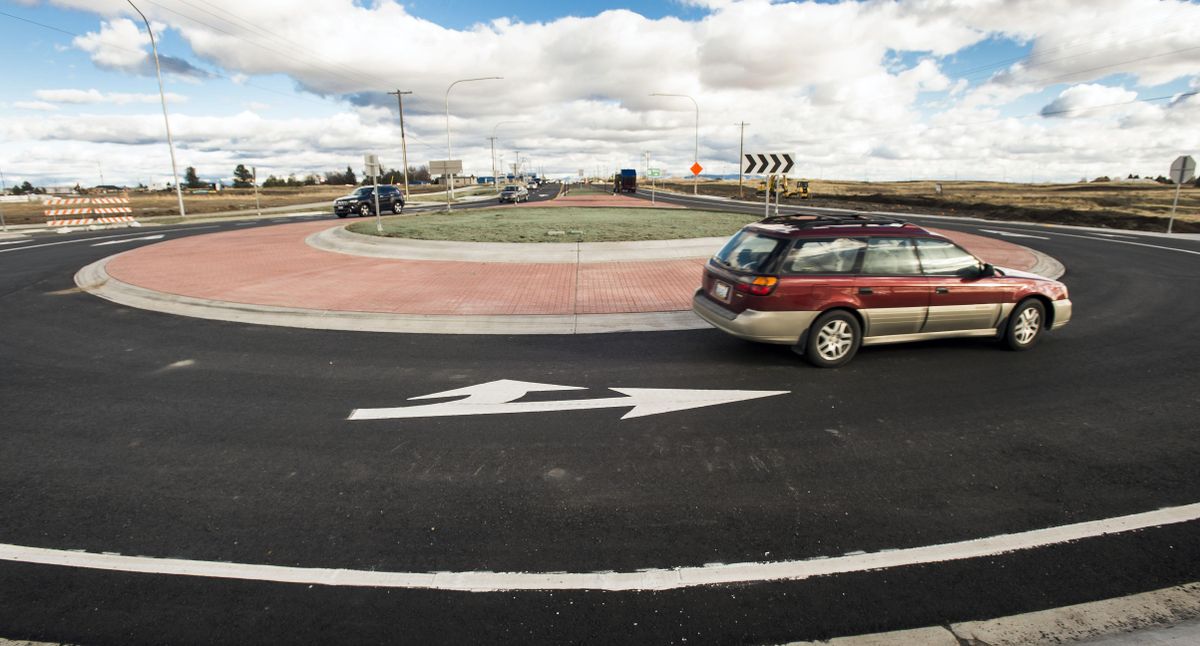 The roundabout on U.S. Highway 2 near the Spokane Tribe of Indians casino development will be joined by a second roundabout on the highway, this time on the other side of town. (Colin Mulvany / The Spokesman-Review)