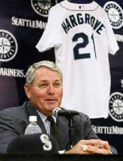 
Mike Hargrove meets the media after being named the 11th manager in Mariners' history. 
 (Associated Press / The Spokesman-Review)