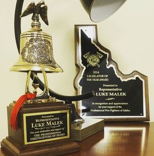 Facebook photo shows Luke Malek trophies for Legislator of the Year.