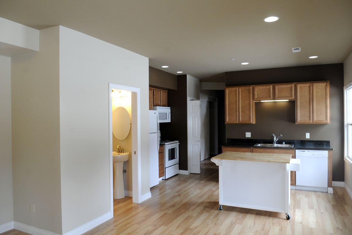 This is a  remodeled unit in the Duke Apartments in Browne’s Addition in Spokane. Daren Kelly  has renovated the 1910 building and is  renting out apartments.