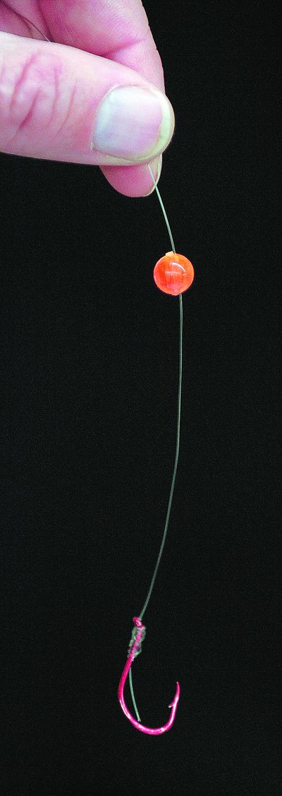 This setup, developed in Alaska to prevent trout from swallowing hooks, simply uses a plastic bead above the hook.Lewiston Tribune (Lewiston Tribune / The Spokesman-Review)