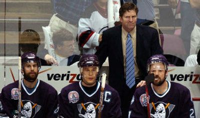 
Coach Mike Babcock and the Anaheim Mighty Ducks hit the big time during the 2003 Stanley Cup Finals. 
 (Associated Press / The Spokesman-Review)