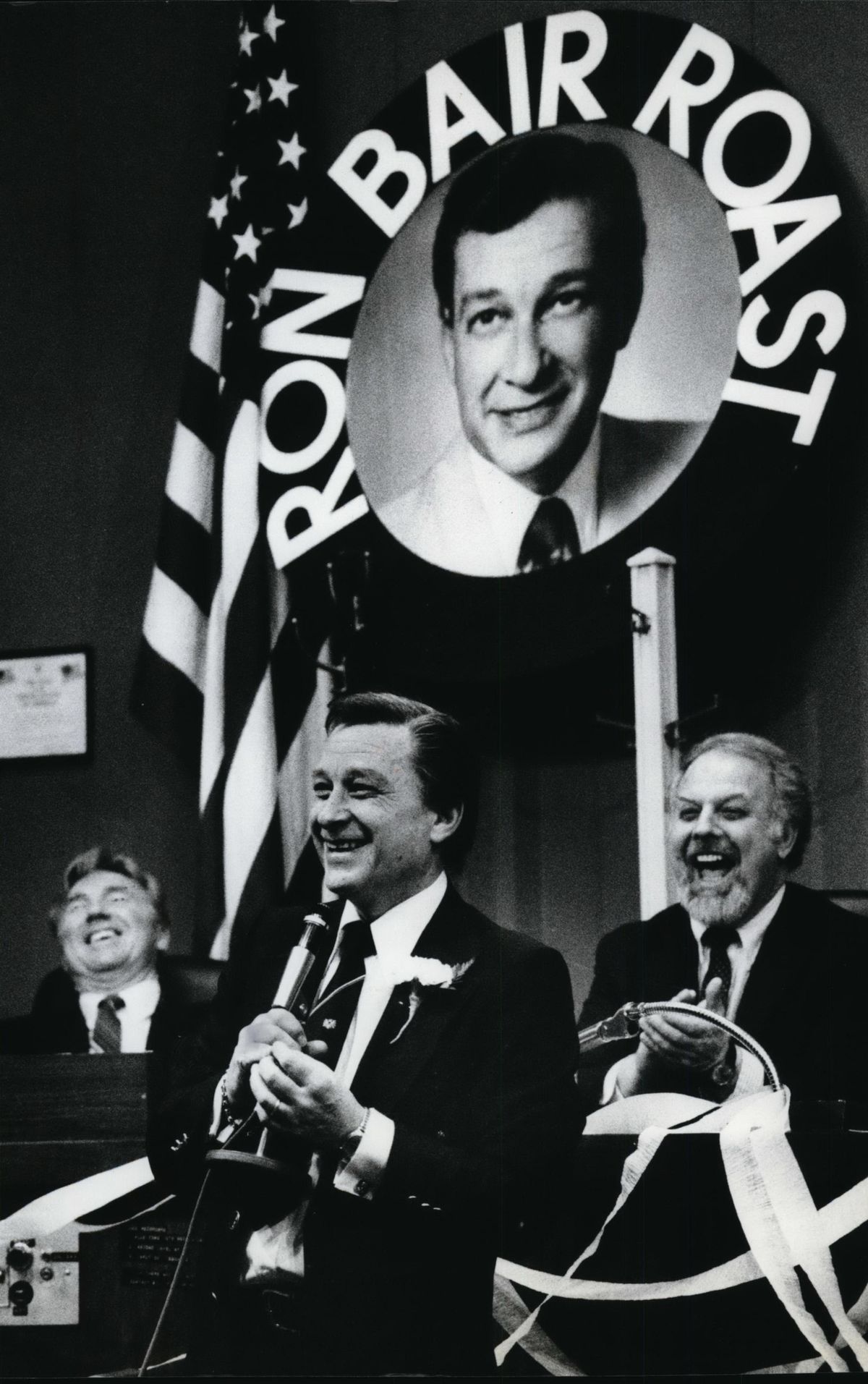 Skip Bixley, Ron Bair and George Lorderickson at a Roast for Ron Bair in 1986. (Spokesman-Review)